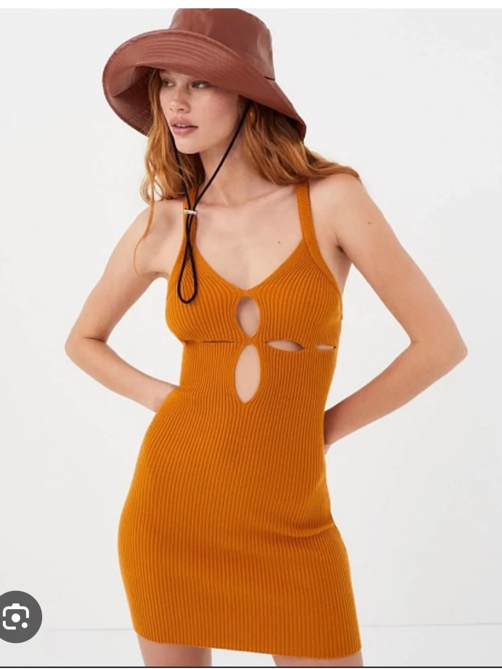 For Love & Lemons Mini Dress in Mustard Orange
